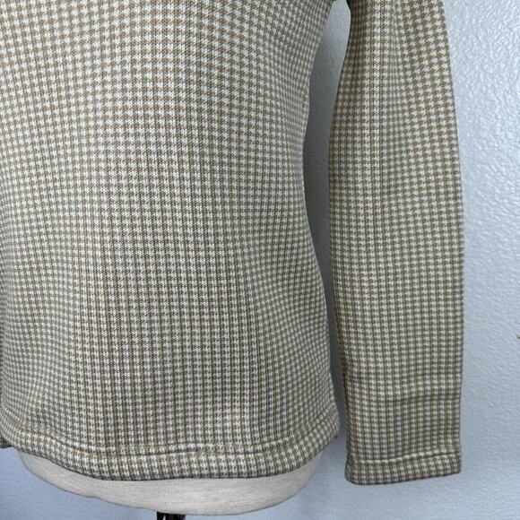 J. Crew Top Women XXS Houndstooth Beige Long Sleeve Funnelneck Pullover Preppy - Picture 6 of 14